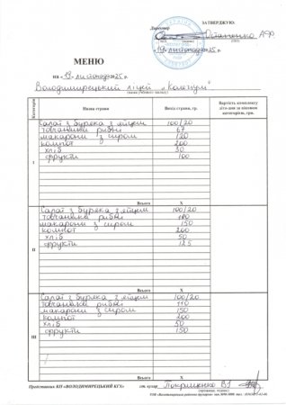 Меню на 19.11 25