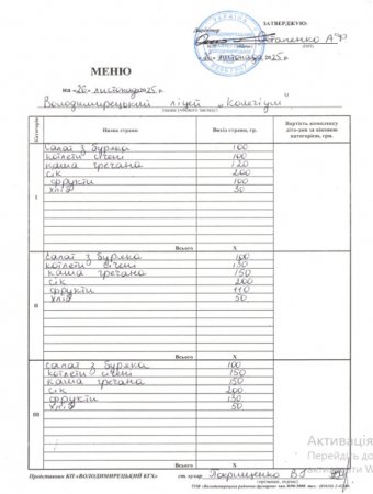 Меню на 26.11.2025 р.