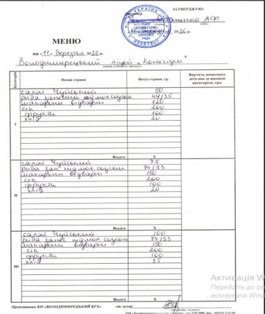 Меню на 11.03.2026