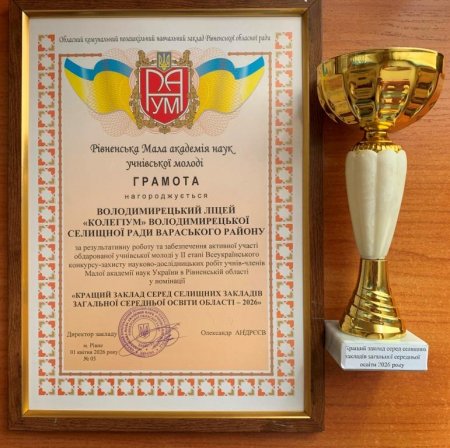 Тріумф інтелекту: наш ліцей — найкращий серед селищних закладів загальної середньої освіти Рівненщини!
