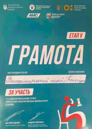 Наші шахісти у шістці найкращих команд України!