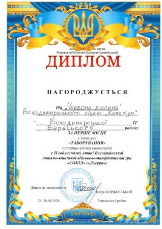 Володимирецький ліцей «Колегіум» — серед кращих у грі «Сокіл» («Джура»)!