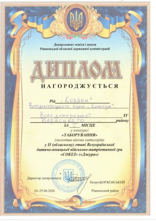 Володимирецький ліцей «Колегіум» — серед кращих у грі «Сокіл» («Джура»)!