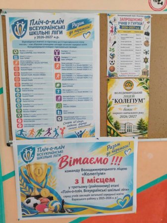 Вітаємо  команду Володимирецького ліцею «Колегіум» з I місцем у районному етапі «Пліч-о-пліч»!