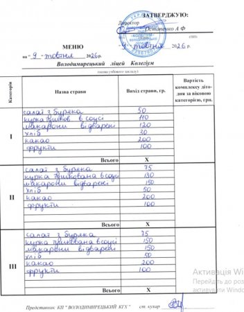 меню на 09.10.2026